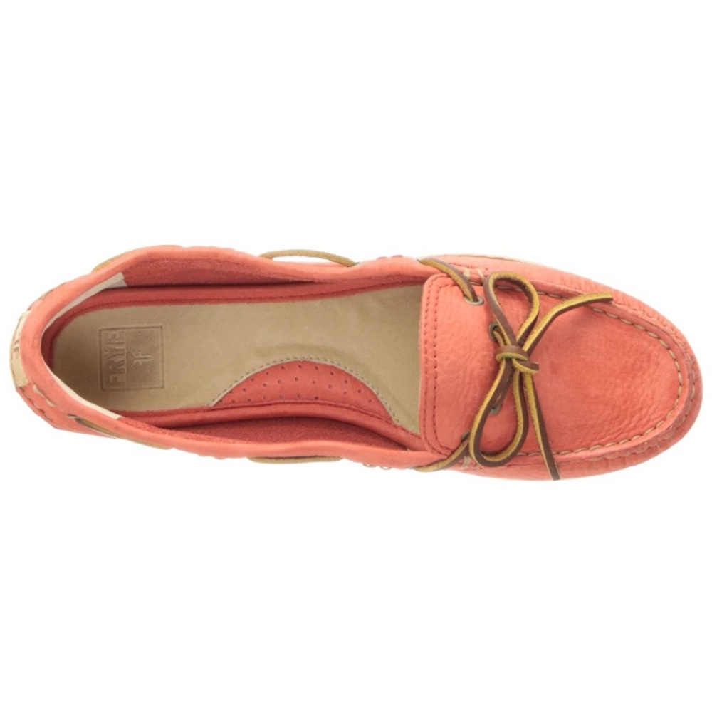 FRYE Quincy Tie Leather Boat Shoes Coral women’s size 6.5 - Picture 9 of 11